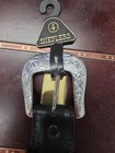 Sheplers Men s Western Cowboy Belt Black Size 32 Engraved Silver Buckle Nwt
