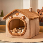 Dog House Kennel Pet Dog Cat Bed For Small Dogs Winter Warm Plush Cat Bed Nest