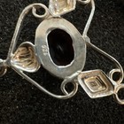 925 Sterling Silver Garnet Oval Pendant Necklace  Cable Chain  Hook Closure