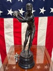 Antique 1932  19    Detailed Silver Plated Over Bronze With A Circular Marble Base