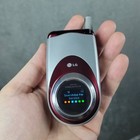 Lg Lx5550 Flip Phone Red Silver Vintage Cdma Cell Phone Tested Powers On