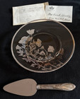 1956 Silvercity Glass Plate W  Sterling Silver  flanders  Flowers Overlay server