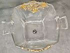Arthur Court Gold Tone  1990s Grape Vines Square Glass Ice Bucket Tub Barware  