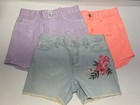 Childrens Place 12 Girls Embroidered Flower Purple Neon Orange Denim Shorts Lot 