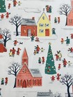 Vtg Christmas Wrapping Paper Nos Gift Wrap Winter Scene Church Snow Tree