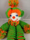 Vintage Handmade Clown Doll Spiral Crochet Multi-color Cute Creepy
