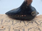 H  Fiehn Ocarina G9 12 Hole Austria Black Antique Painted Clay Flute 7 5 