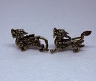 Vintage Solid Brass Miniature Foo Dog Figurine Set Feng Shui Art Decor 18
