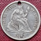 Love Token   B C H   On 1871 Seated Liberty Dime 10c Silver Coin Engraved  89697