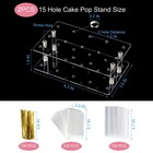 Henable 2 Pack Cake Pop Stand With Sticks   Wrappers  15 Holes Transparency