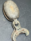 Vintage Antique 4  Block And Tackle Single Wheel Pulley Brass Hardware Wood Iron