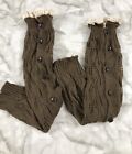 Vintage Women Crochet Leg Warmers Button Knee High Long Boot Brown Sock Leggings