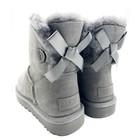  new  Women Ugg Classic Mini Bailey Bow Grey  1016501   Sz 6 0 - 10 0     