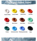 Colorful Fabric Paint Set For Clothes 12 Colors - Permanent Textile Paint Kit