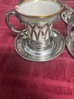 Sterling Silver - Belleek Willets Demitasse Cups And Saucers