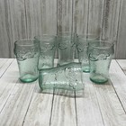 Vintage Coca Cola Coke Drinking Glasses Green Pebble Textured - Set Of 6