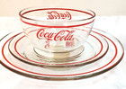 Anchor Hocking Coca-cola Dinner Dessert Plates   Cereal Bowl 3 Piece Set