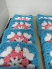 Lot Of 24  5     Colors White  Pink And Turqua Crochet Floral Squares Blocks