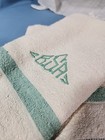 4 Vintage 1930s Mint Green Irish Linen Towels Textured Country Cottage Monogram 