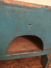 Antique Primitive Stool Original Old Blue Paint Square Nails Cut Out Ornate Feet