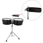 Glarry Percussion 13  14  Timbales Drum Set With Stand And Cowbell Black Kit