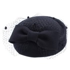 Lawliet Womens Dress Fascinator Wool Felt Pillbox Hat Party Wedding Bow Veil    