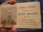 Vtg Business Card Political J  Leahy State Senator Sheboygan Ozaukee County Wi