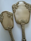 Vintage Dressing Vanity Handheld Mirror   Brush Ornate Tray Gold Victorian