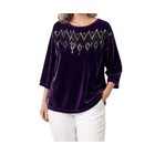 Bob Mackie Wearable Art Top Size L Purple Velvet Embellished Tunic Sequins