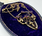 Edwardian Antique Necklace Art Nouveau Gold Filled Hallmark Seed Pearls Amethyst