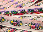 Vintage Embroidered Silk Rhinestones 3 4  Ribbon 1900s 18 pc Made In France