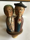 Vintage Carved Wooden Mechanical Wine bottle Cork Stopper--couple