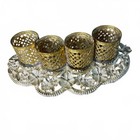 Vintage Art Deco Silver Plated Double Sided Vanity Mirror   Lipstick Holder