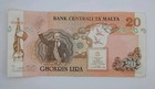 1994 Bank Centrali Ta  Malta - 20 Maltese Liri Lira Banknote P-48 No  D3 527843