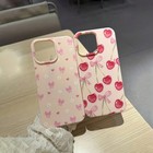 Cherry Bow Pink Silicone Case For Iphone X Xs With Charger And Cable Protectors