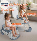 3 In 1 Toddler Potty Training Seat With Adjustable Steps Splash Guard Gray