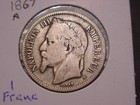 1867 A France Silver 1 Franc Popular Date Ships Free