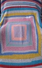Vtg Handmade Crochet Afghan Blanket 72x84 Giant Granny Square Stripe Boho Throw