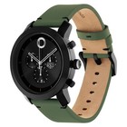Movado Trend Impuls Chronograph 3601360 Black Dial Green Leather Strap Men Watch