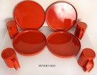60s Sterilite Orange Stackable Plates   Mugs Cups Vintage 1970 s Mid Century New