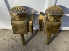 2 Antique Carriage Lamp Coach Candle Lanterns Sconce Collectable Brass W Mounts