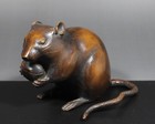 Bronze Mouse Chestnut Statue Japanese Vintage Artwork