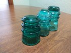 Vintage Green Glass Brookfield And Hemingray No  9   16 Insulator Lot Of 3