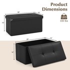 22 5 Gallon Folding Storage Ottoman Upholstered Rectangle Footstool Pvc Leather