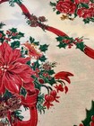 Vtg Saydah Home Fashions 60x82 Tablecloth Pointsettia Ribbon Pine Cones