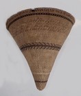Antique Finely Woven Native American Conical Pyramid Storage Basket - Hupa  - Vg