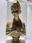 Vintage Antique French Bronze Bust Statue On A Beautiful Marble Madame Recamier 