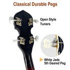 5 String Banjo 38 Inch Full Size  Closed Back Mahogany With 24 Brackets  Strap