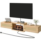 Floating Tv Stand Rattan Doors Wall Mounted Storage Media Console Organizer New