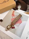 Key Chain Leather Fob Logo With Cherry Charm